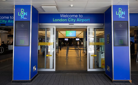 Entrance door to London City Airport 